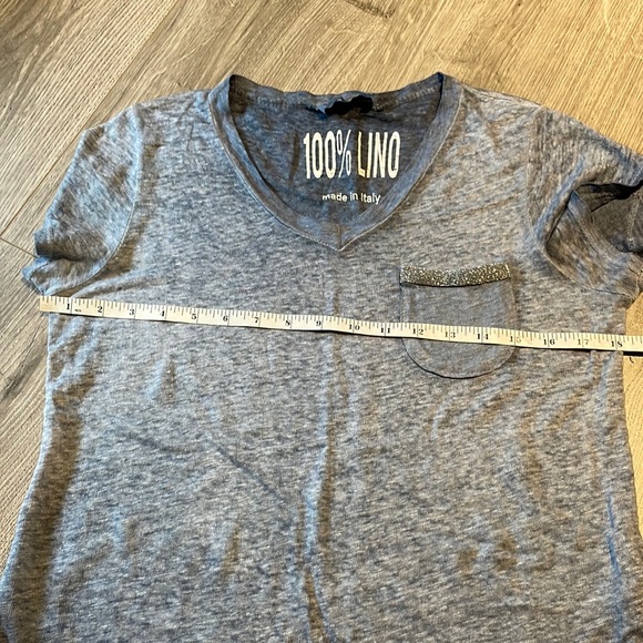 Femme Fatale Semi Sheer Linen T with Silver embellished pocket - Picture 5 of 7